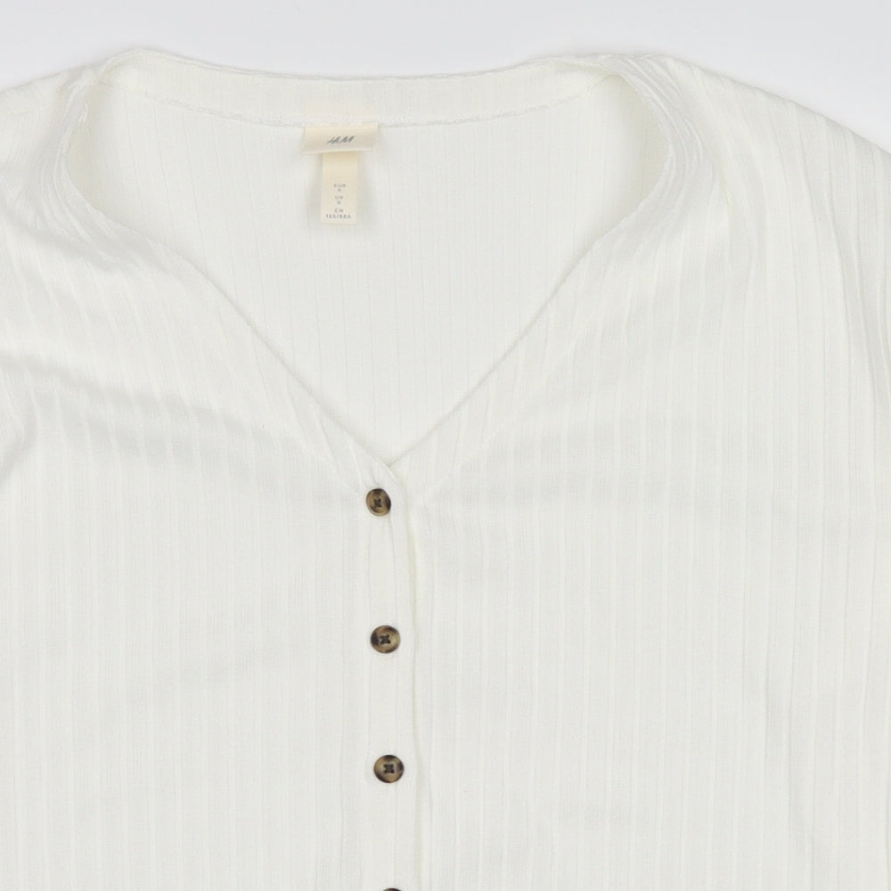 H&M Womens White   Basic Button-Up Size S