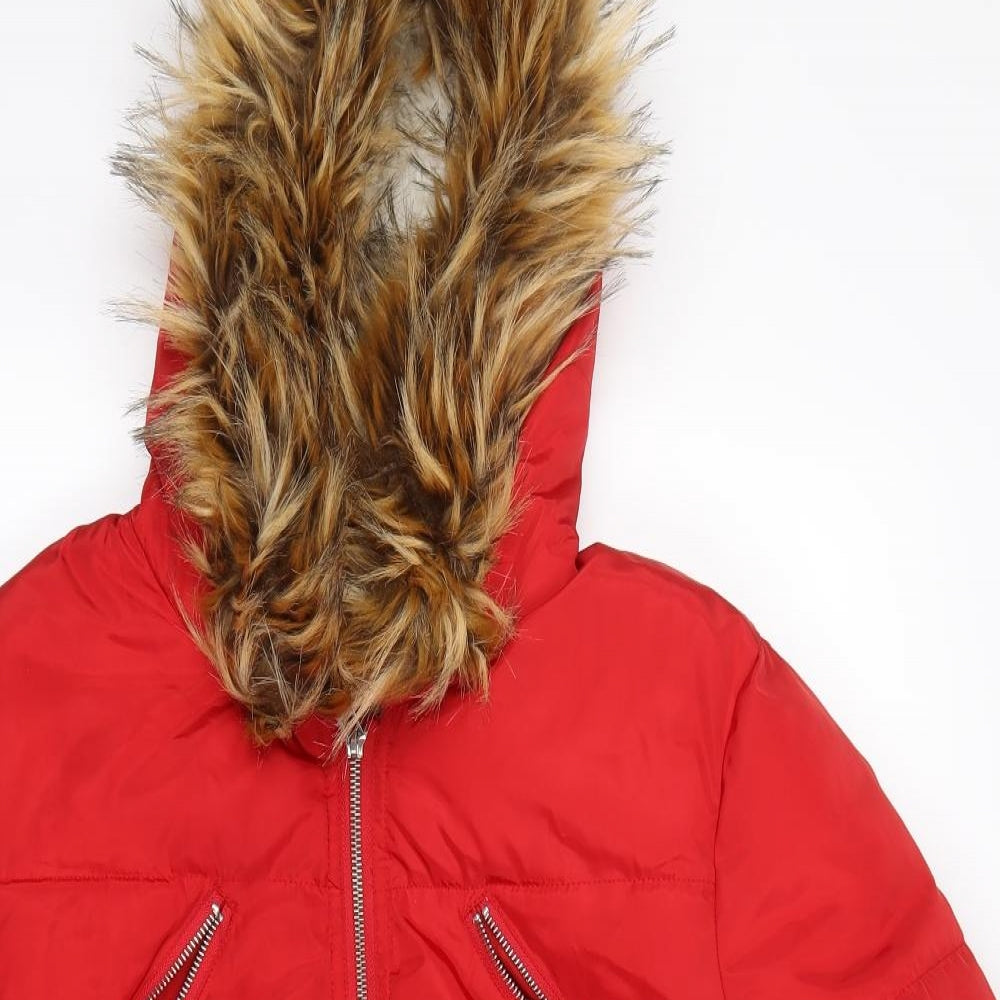 New Look Womens Red   Puffer Jacket Coat Size 14