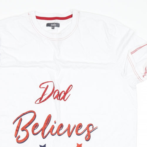 studio nightwear Mens White    Pyjama Top Size 2XL  - dad believes, christmas
