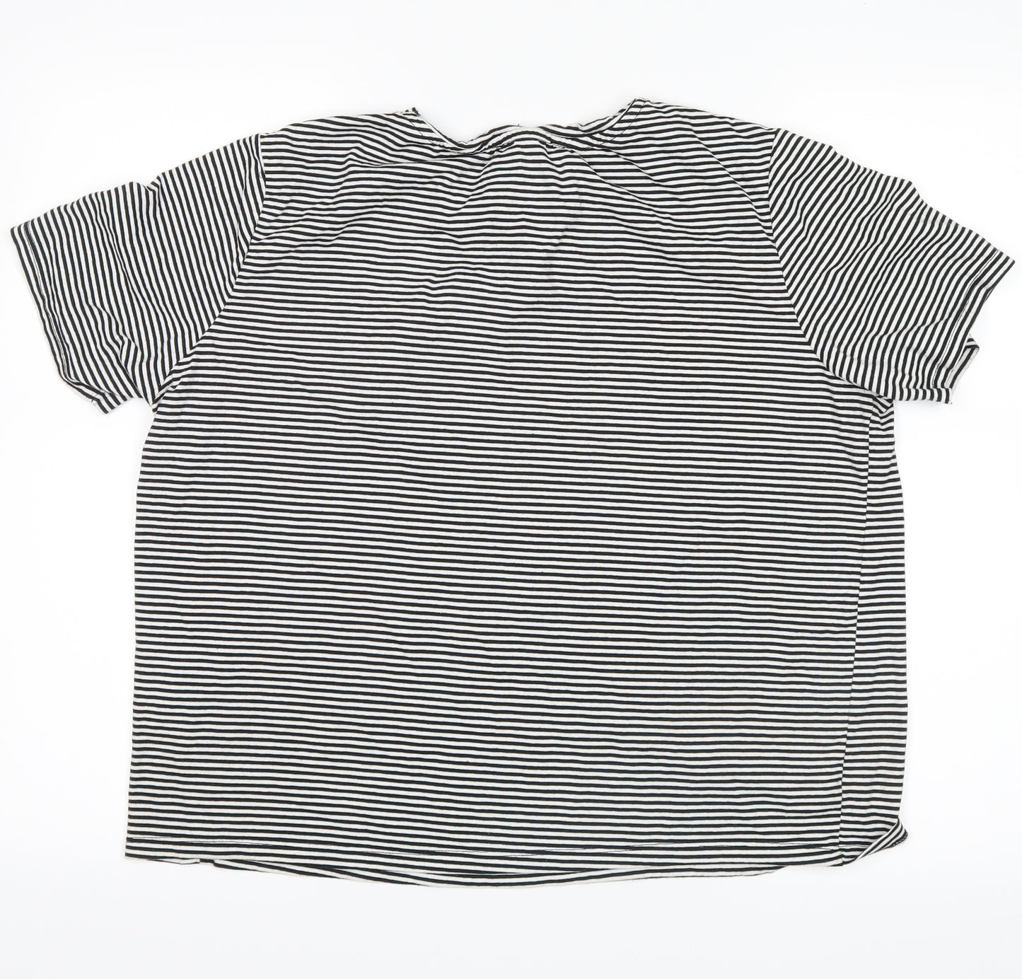 Primark Womens Black Striped  Cropped T-Shirt Size 18  - heart