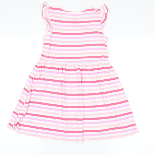 H&M Girls Pink Striped  T-Shirt Dress  Size 7 Years