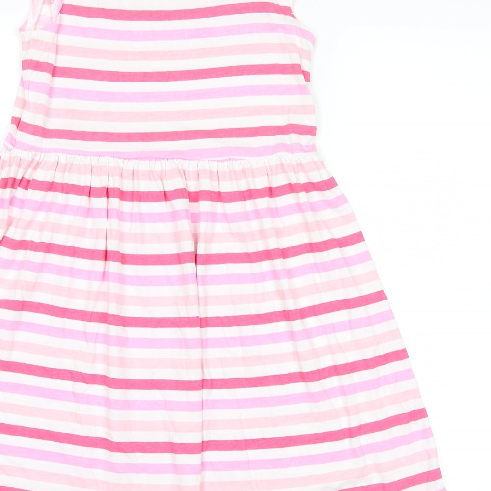 H&M Girls Pink Striped  T-Shirt Dress  Size 7 Years