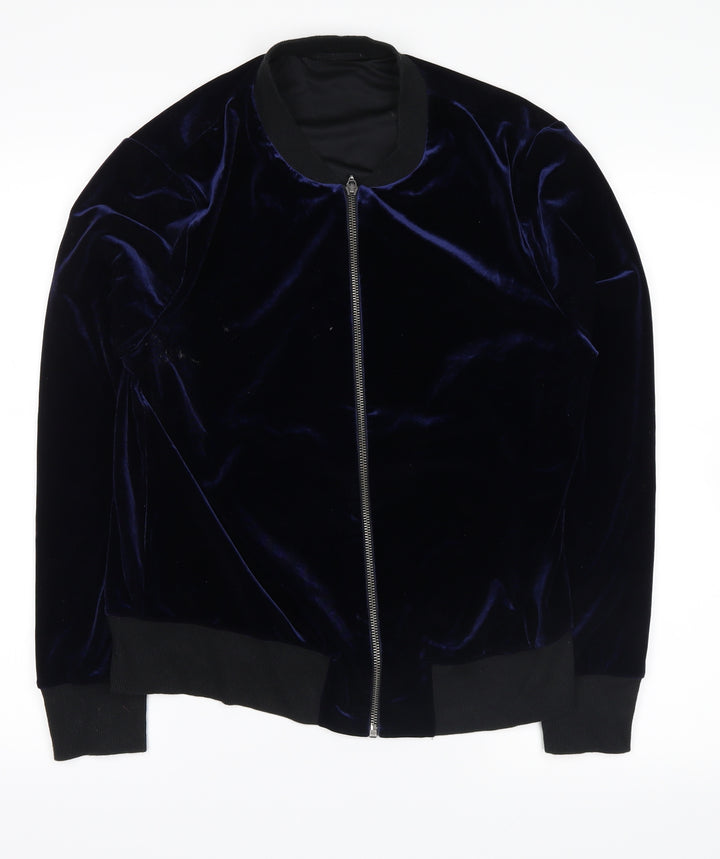 Very Womens Blue  Velvet Full Zip Sweatshirt Size 14