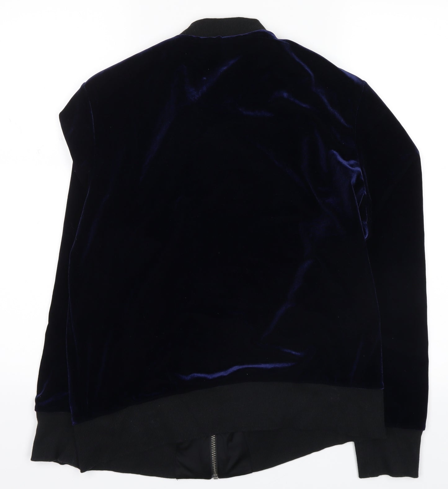 Very Womens Blue  Velvet Full Zip Sweatshirt Size 14