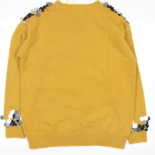 blue vanilla Womens Yellow   Pullover Jumper Size S