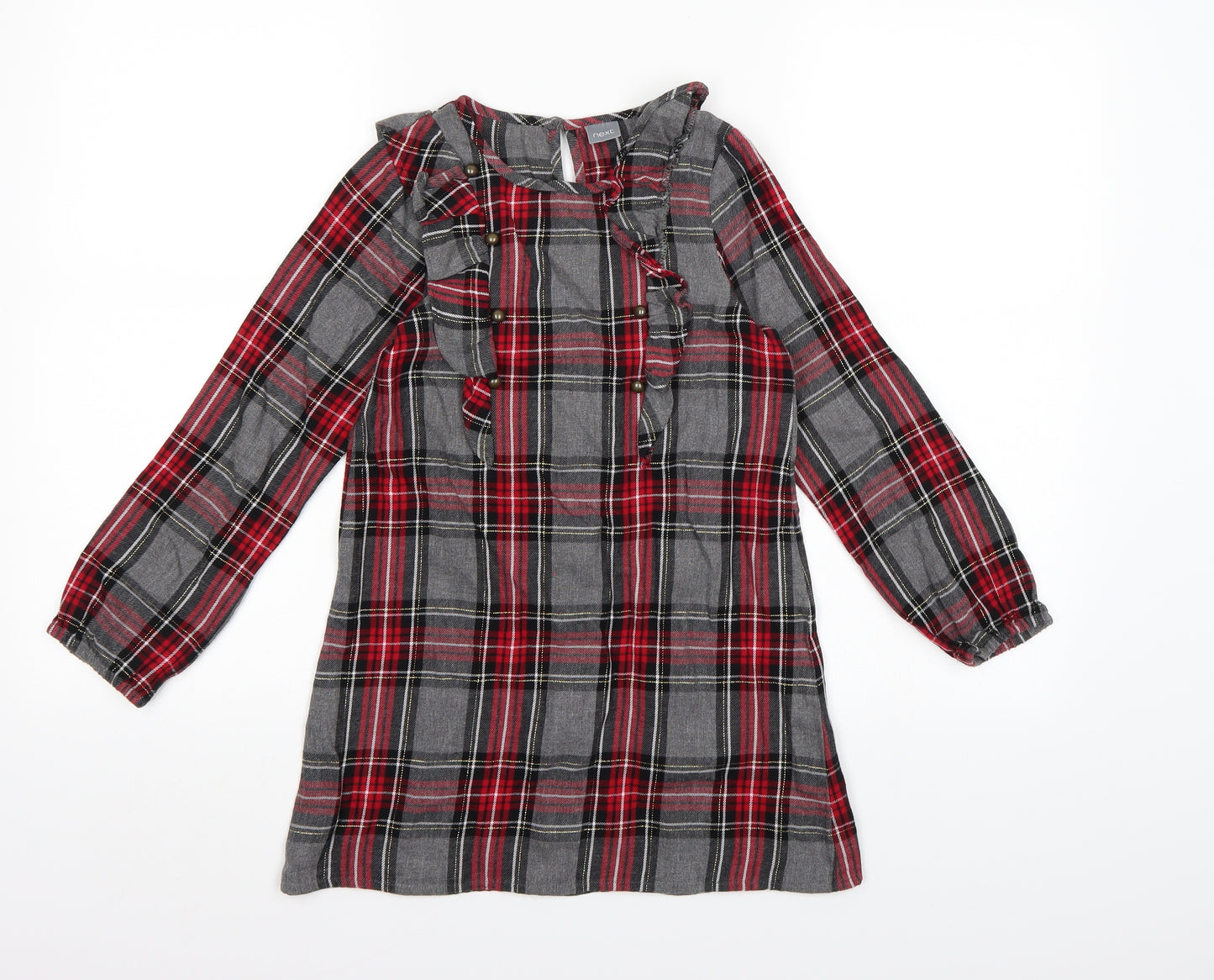 NEXT Girls Grey Check  Jumper Dress  Size 7 Years