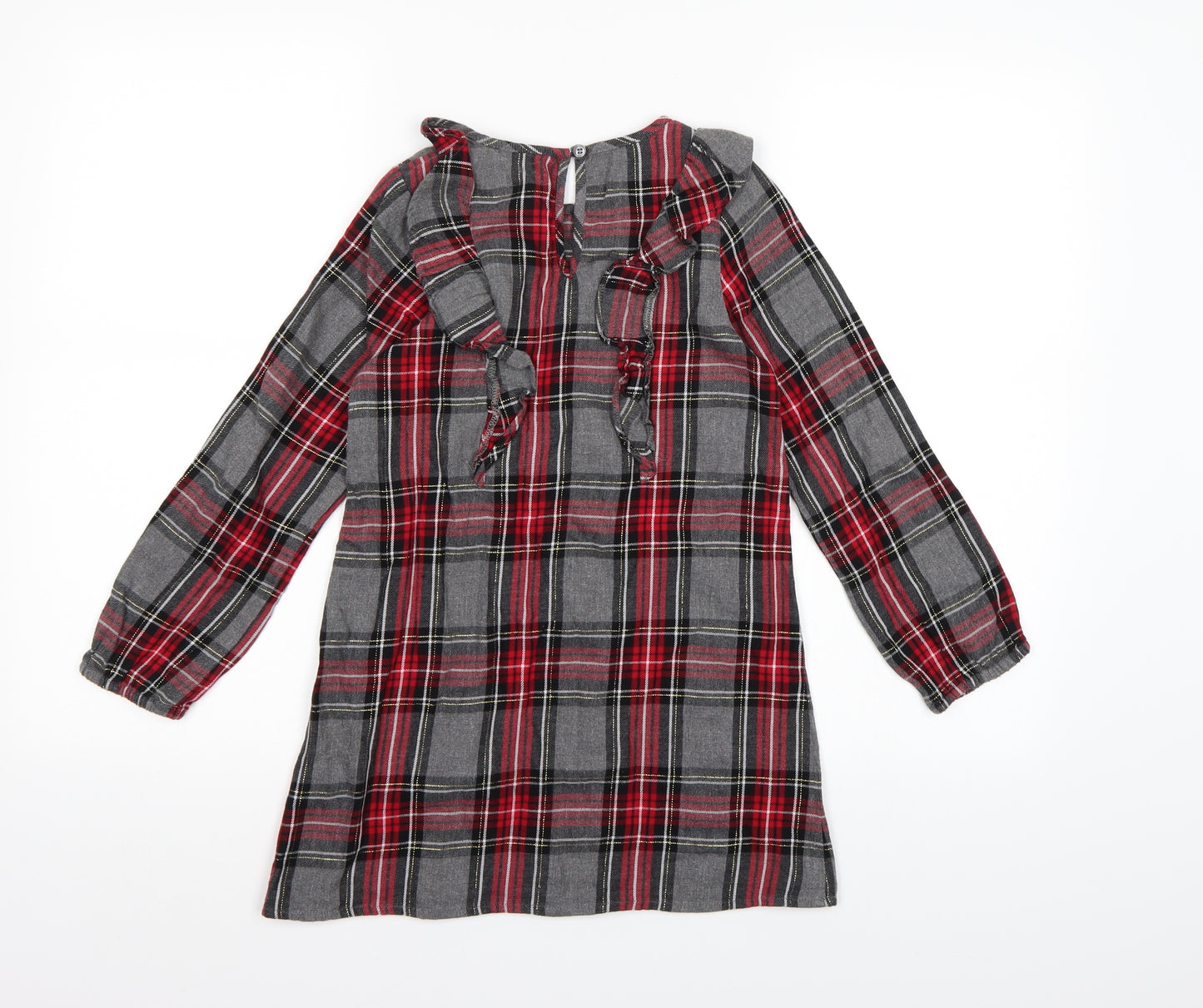 NEXT Girls Grey Check  Jumper Dress  Size 7 Years