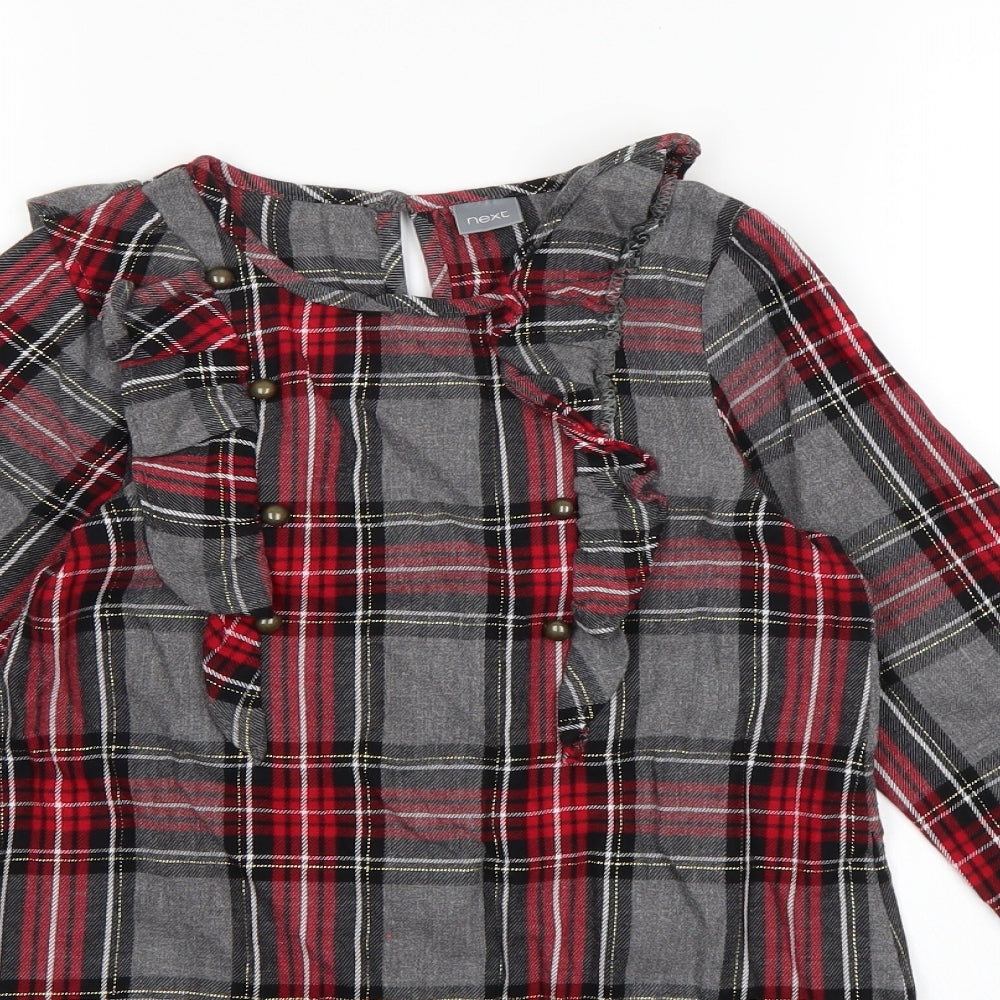 NEXT Girls Grey Check  Jumper Dress  Size 7 Years