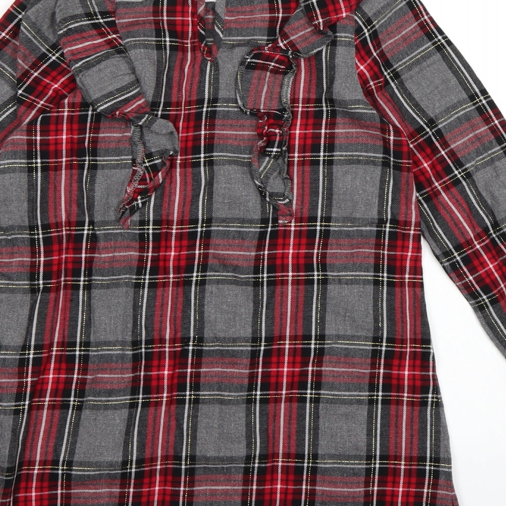 NEXT Girls Grey Check  Jumper Dress  Size 7 Years