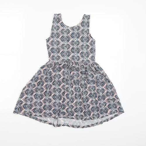 Primark Girls Blue Geometric  A-Line  Size 8-9 Years
