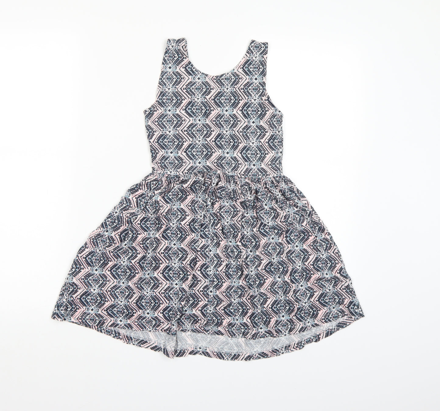 Primark Girls Blue Geometric  A-Line  Size 8-9 Years