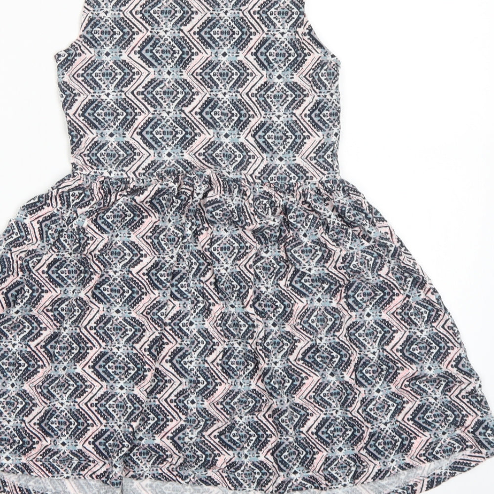 Primark Girls Blue Geometric  A-Line  Size 8-9 Years