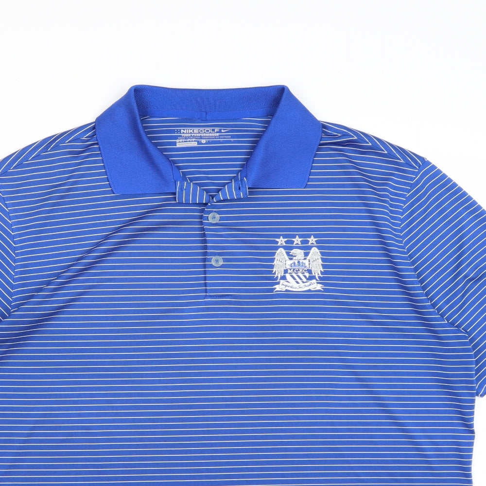 Nike Mens Blue Striped  Basic Polo Size L