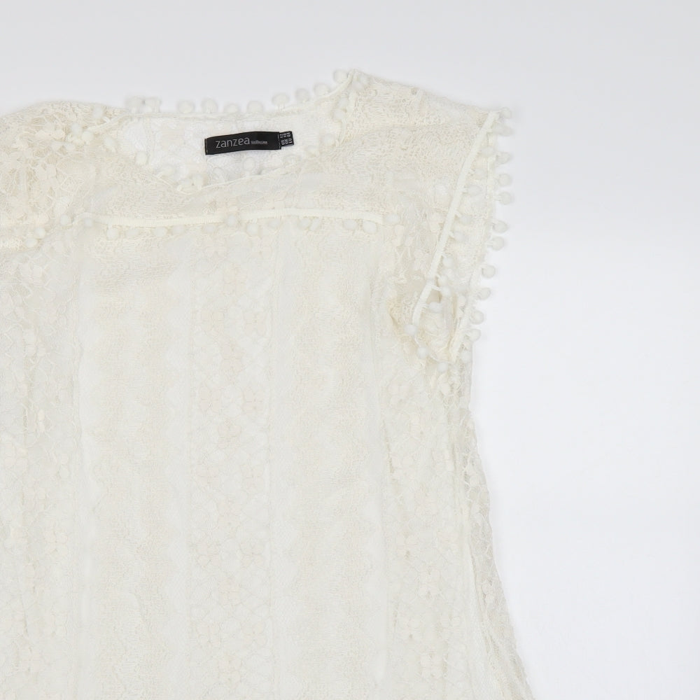 Zanzea Womens White  Lace Basic Blouse Size 12