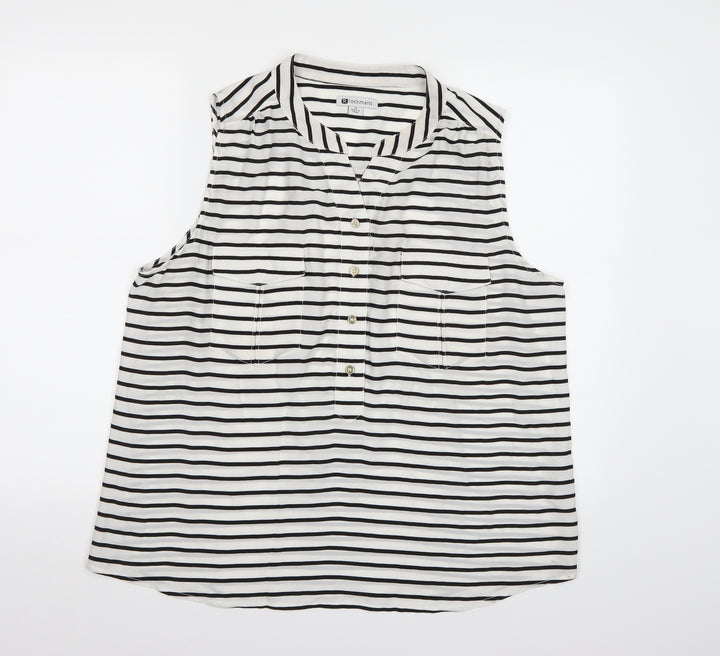 Rockmans Womens White Striped Basic Blouse Size 16