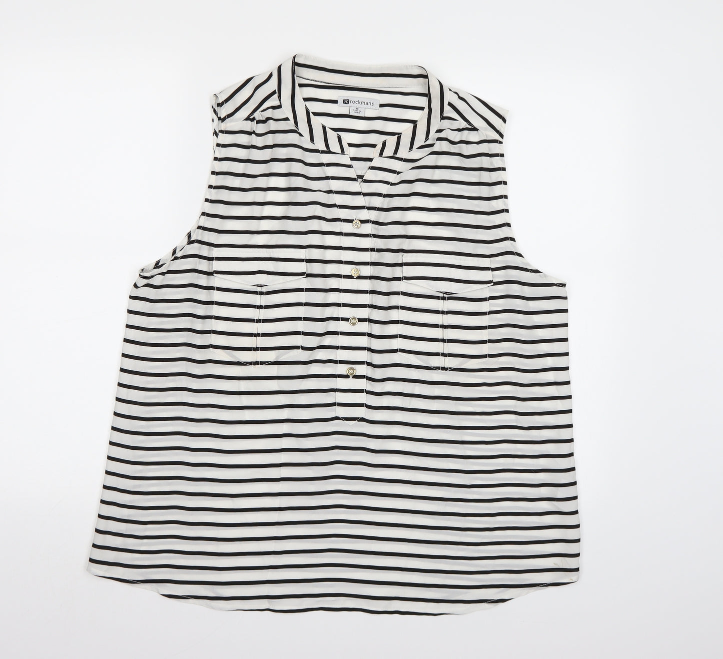 Rockmans Womens White Striped  Basic Blouse Size 16
