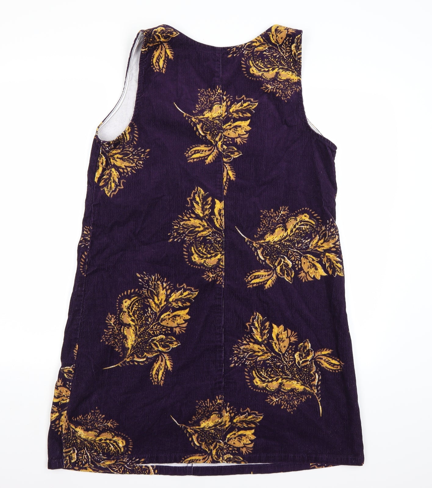 TU Womens Purple Floral Corduroy Pinafore/Dungaree Dress  Size 16