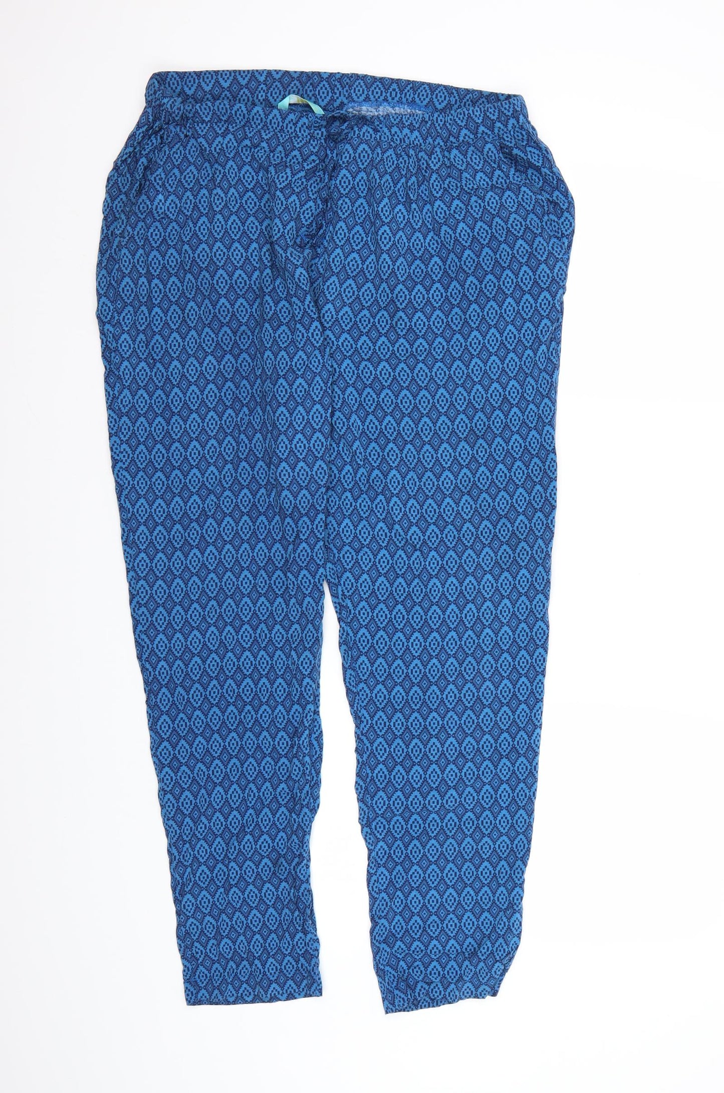 Avenue Womens Blue Geometric  Harem Trousers Size 16 L28 in