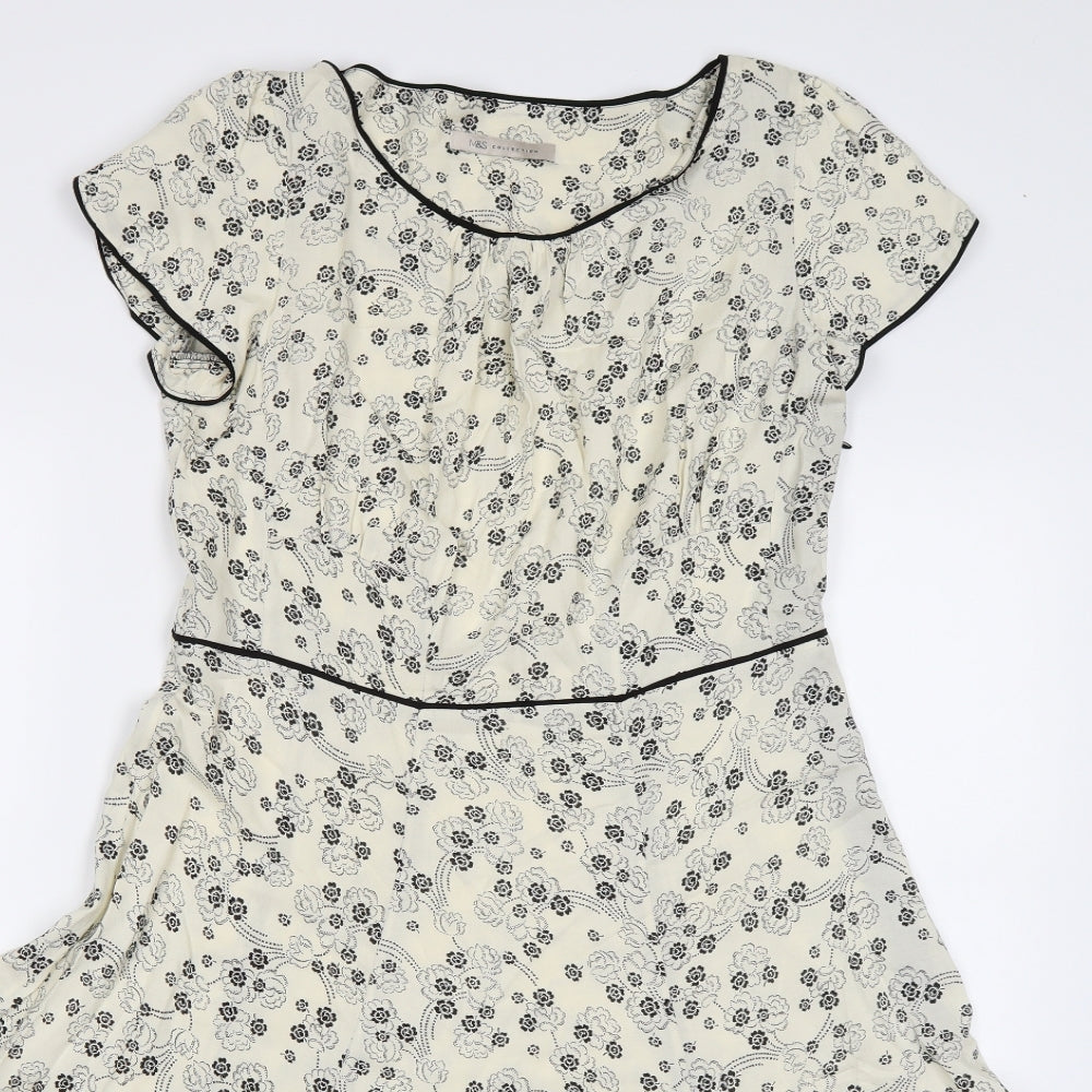 Marks and Spencer Womens Beige Floral  Trapeze & Swing  Size 12