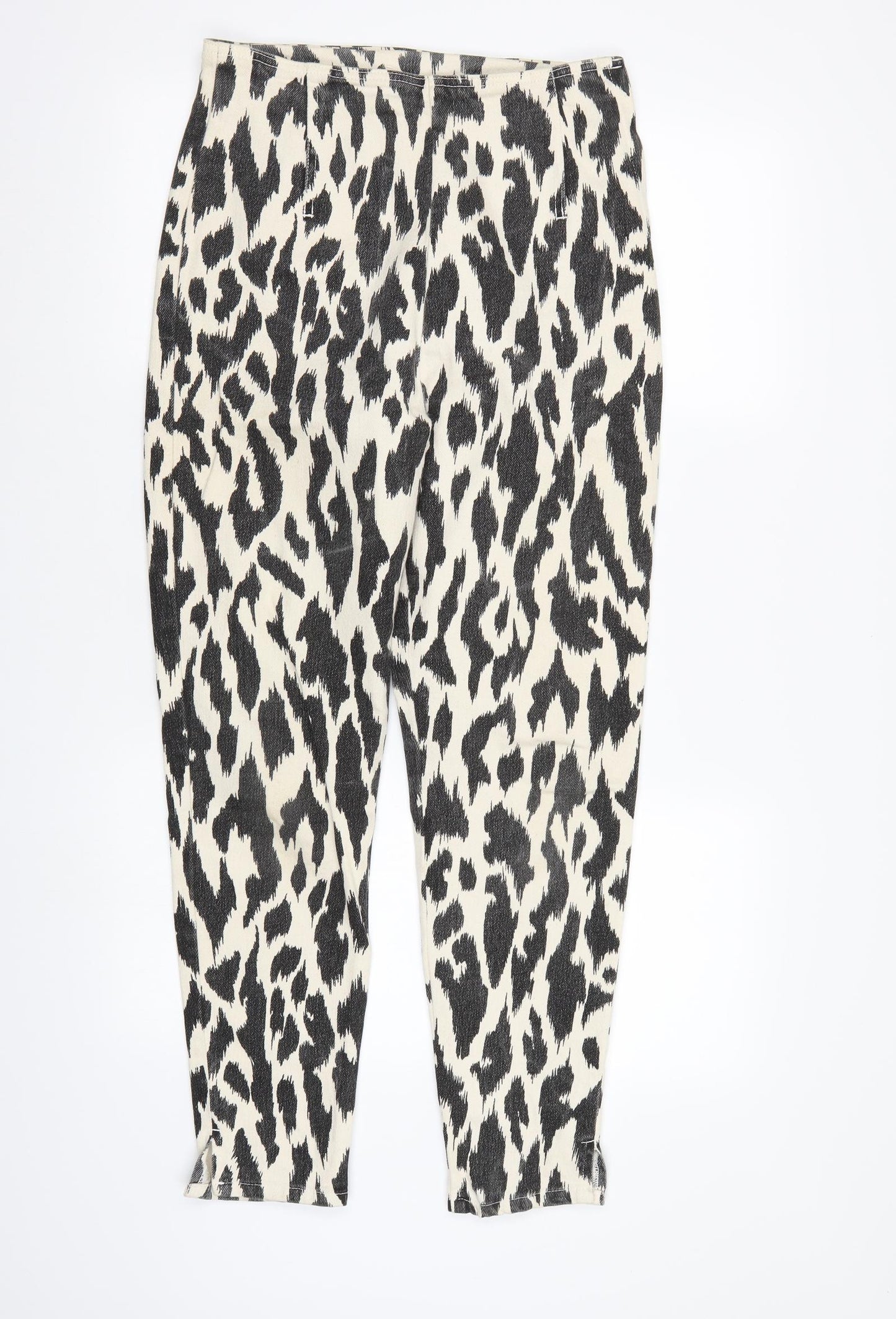 Preworn Womens White Animal Print Denim Skinny Jeans Size 14 L27 in
