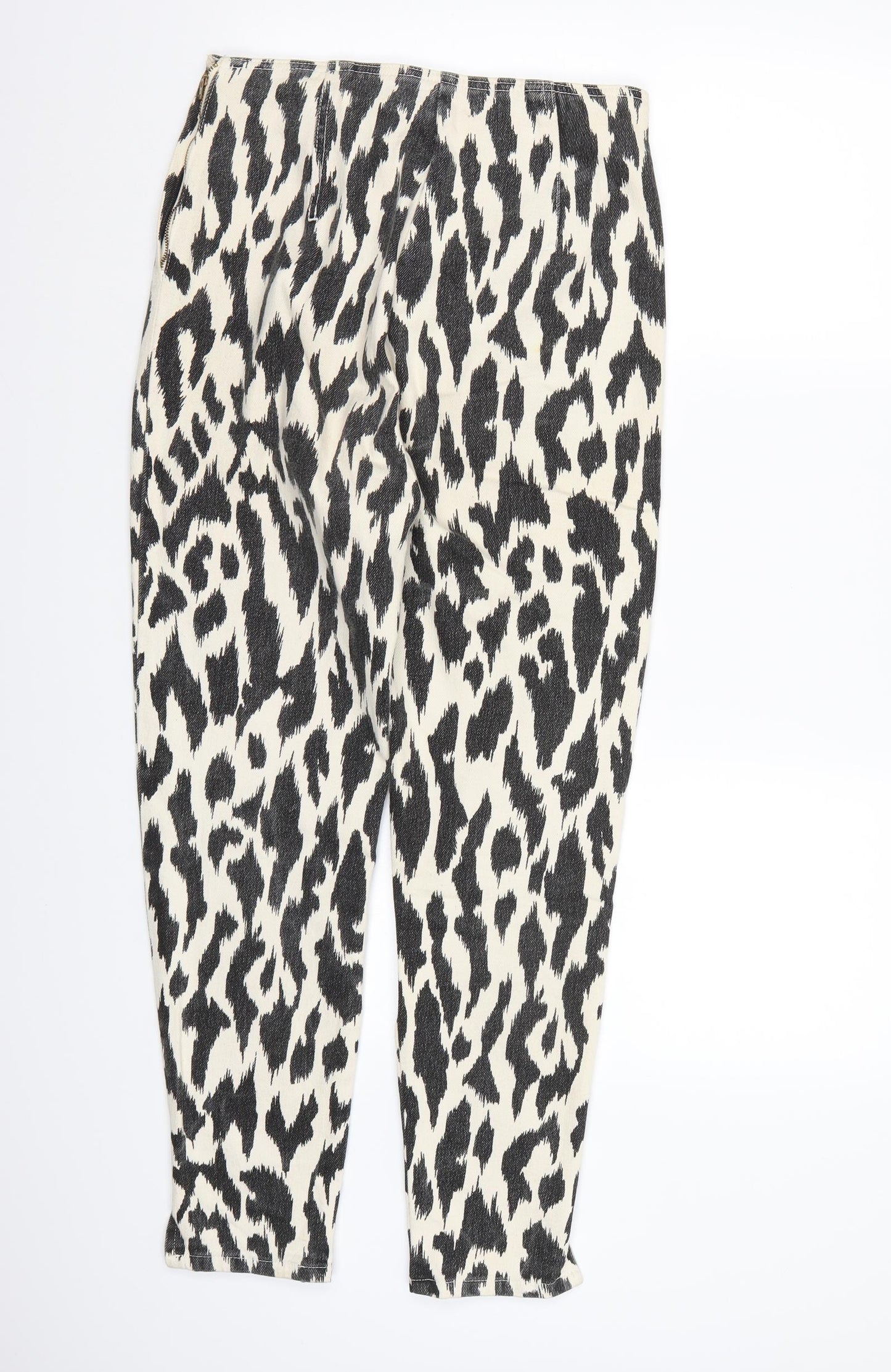 Preworn Womens White Animal Print Denim Skinny Jeans Size 14 L27 in