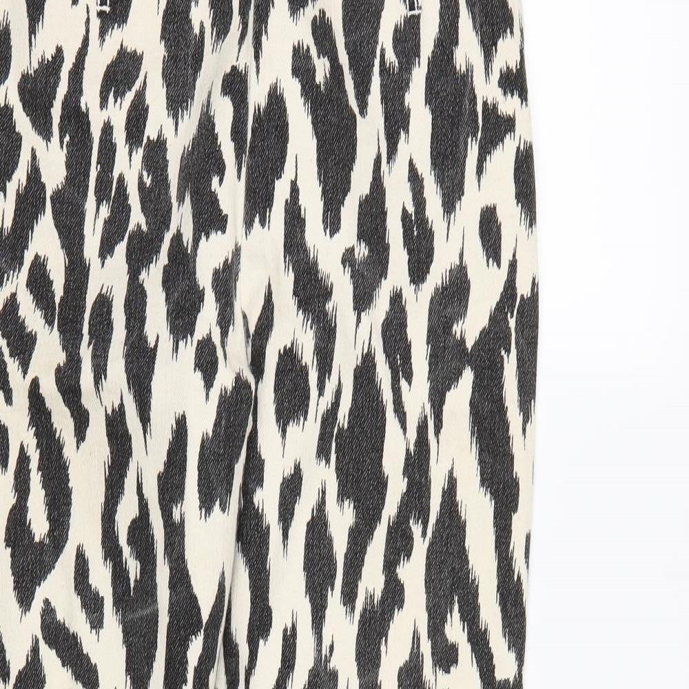 Preworn Womens White Animal Print Denim Skinny Jeans Size 14 L27 in