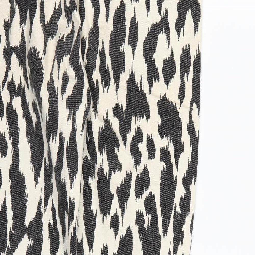 Preworn Womens White Animal Print Denim Skinny Jeans Size 14 L27 in