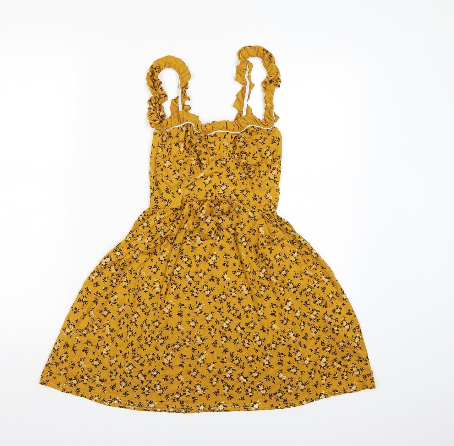 PRETTYLITTLETHING Womens Yellow Floral  A-Line  Size 10