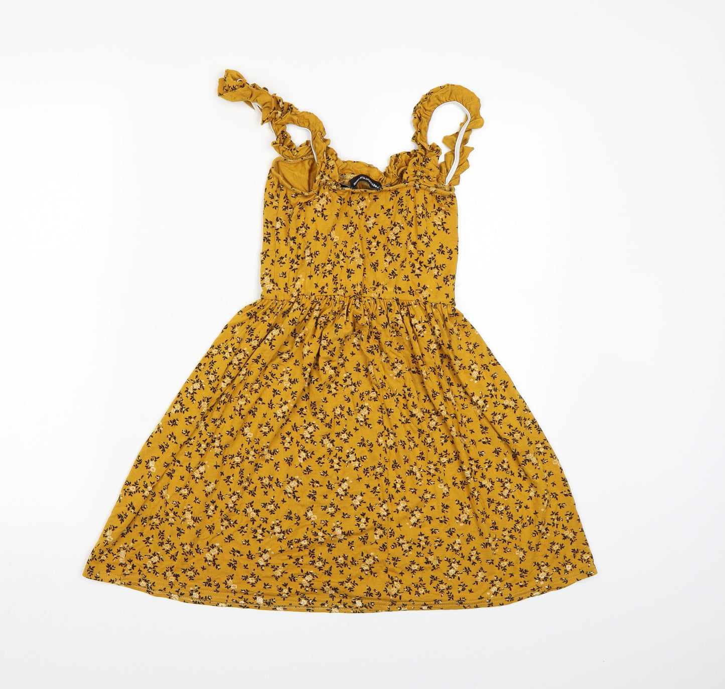 PRETTYLITTLETHING Womens Yellow Floral  A-Line  Size 10