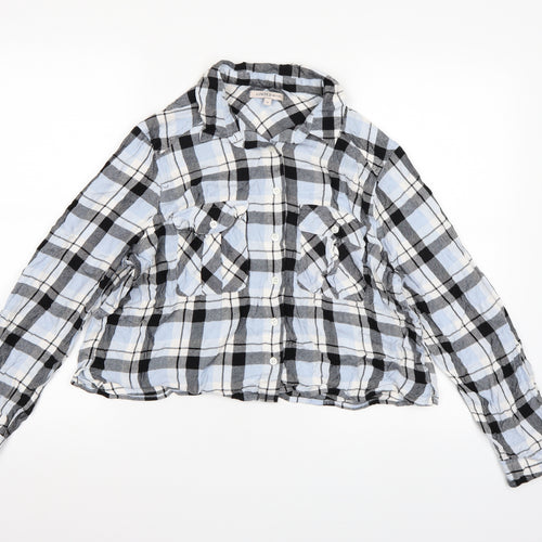 Marks and Spencer Womens Blue Check  Basic Button-Up Size 14