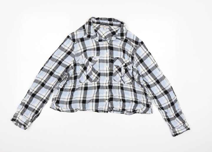 Marks and Spencer Womens Blue Check  Basic Button-Up Size 14