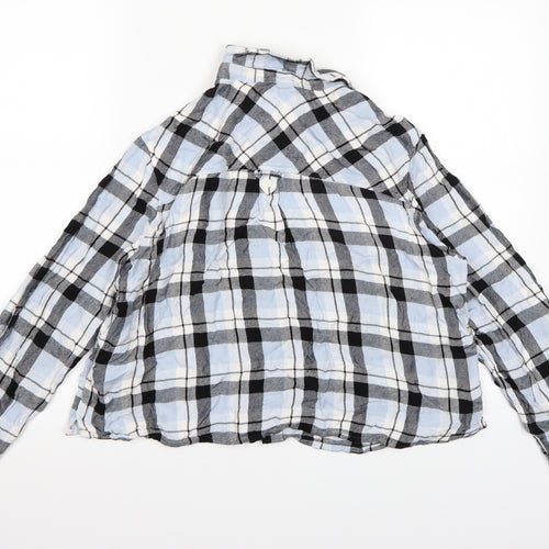 Marks and Spencer Womens Blue Check  Basic Button-Up Size 14
