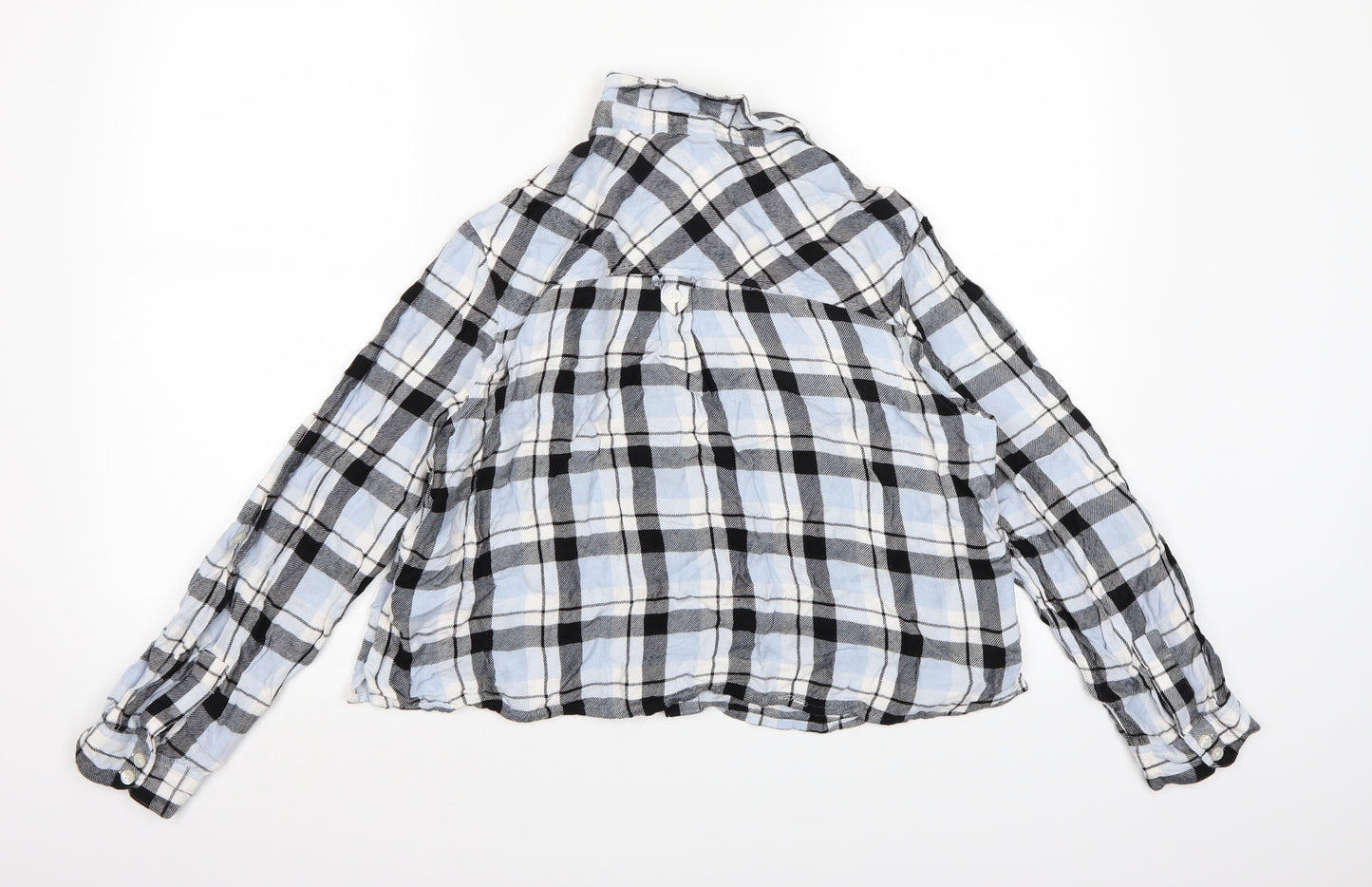 Marks and Spencer Womens Blue Check  Basic Button-Up Size 14