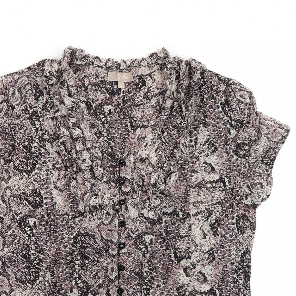 Soon Womens Multicoloured Animal Print Chiffon Basic Blouse Size 16