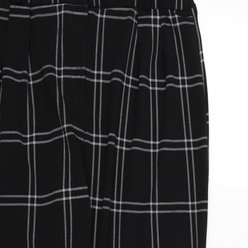 Primark Womens Black Check Rayon Cropped Trousers Size 16 L21 in