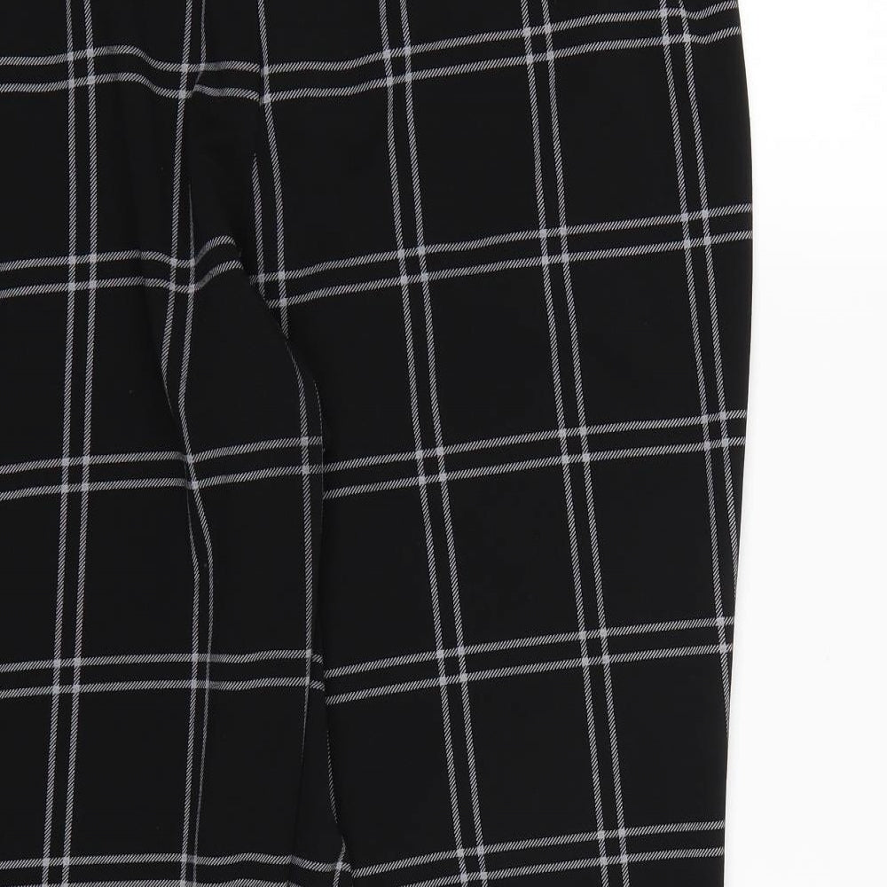 Primark Womens Black Check Rayon Cropped Trousers Size 16 L21 in