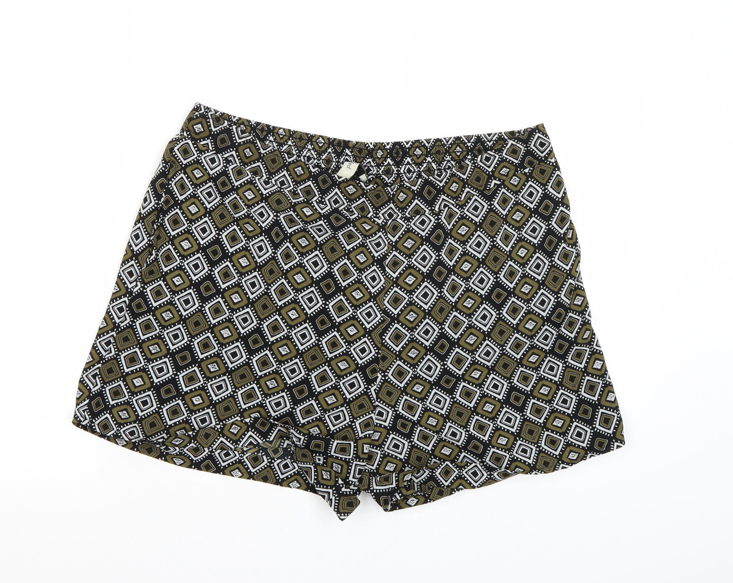 Papaya Womens Black Geometric  Paperbag Shorts Size 16