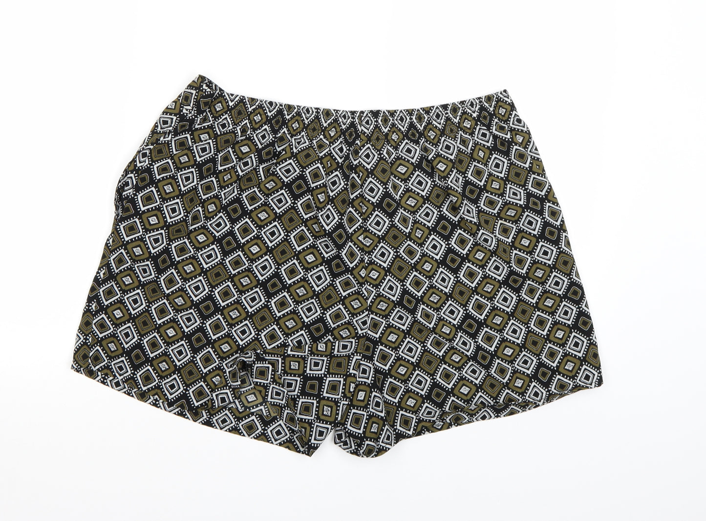 Papaya Womens Black Geometric  Paperbag Shorts Size 16