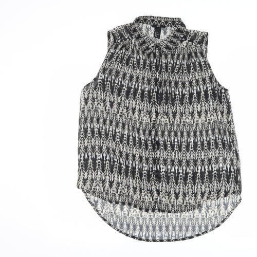 H&M Womens Grey Geometric  Basic Button-Up Size 8