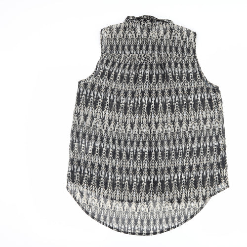 H&M Womens Grey Geometric  Basic Button-Up Size 8