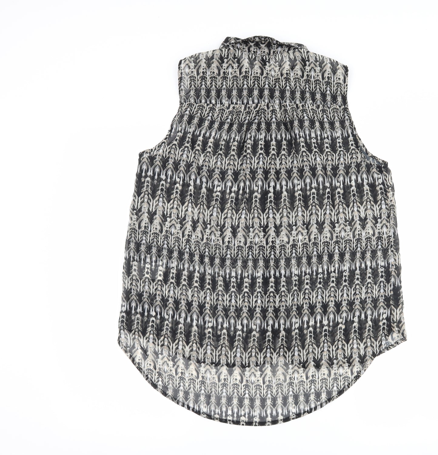 H&M Womens Grey Geometric  Basic Button-Up Size 8