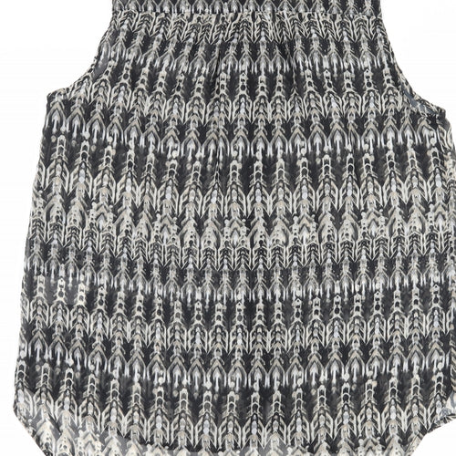 H&M Womens Grey Geometric  Basic Button-Up Size 8