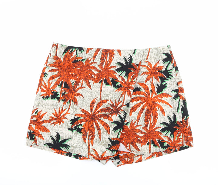 urmoda Womens Beige Floral Hot Pants Shorts Size L