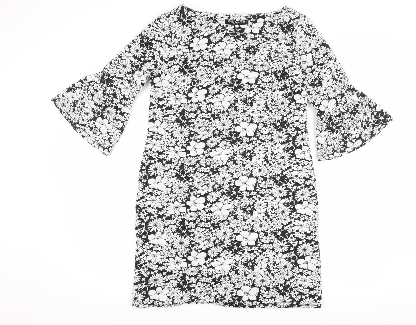 Marina Kaneva Womens Black Floral  Bodycon  Size 12