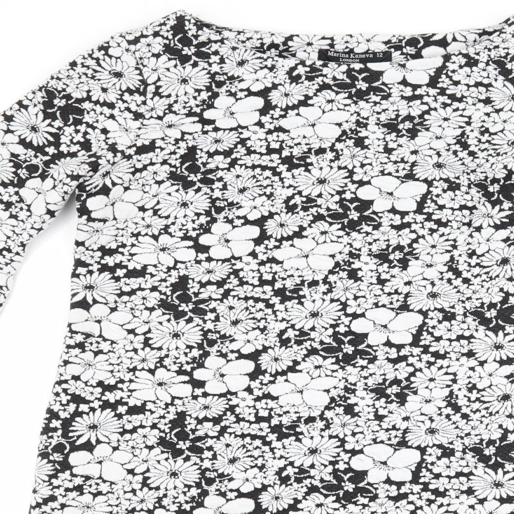 Marina Kaneva Womens Black Floral  Bodycon  Size 12