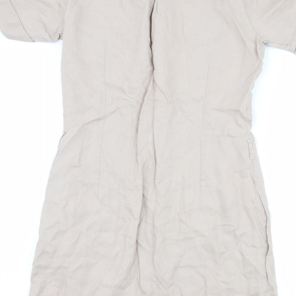 Oasis Womens Beige   Shirt Dress  Size 8