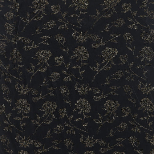 Hamells Womens Black Floral  Basic T-Shirt Size M