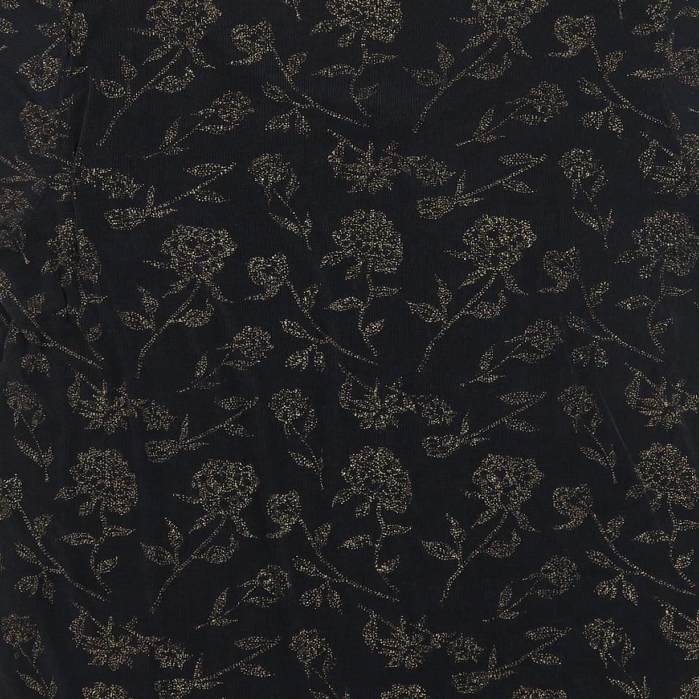 Hamells Womens Black Floral  Basic T-Shirt Size M