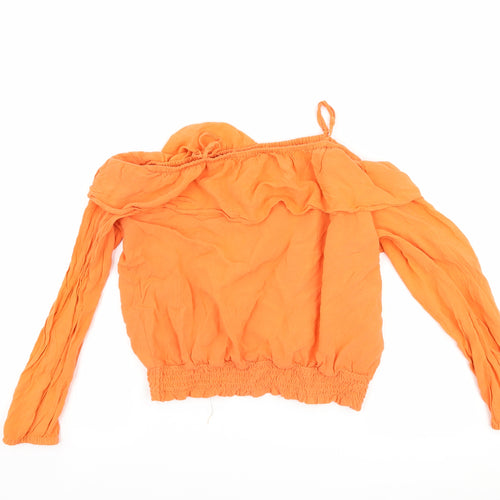 H&M Girls Orange   Basic T-Shirt Size 14 Years  - Cut Out Shoulder