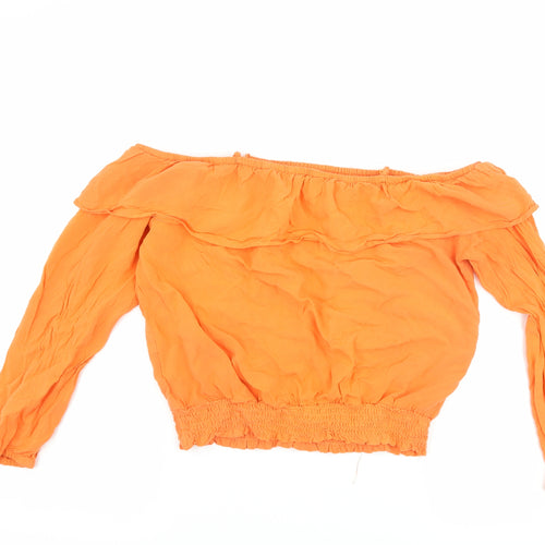 H&M Girls Orange   Basic T-Shirt Size 14 Years  - Cut Out Shoulder